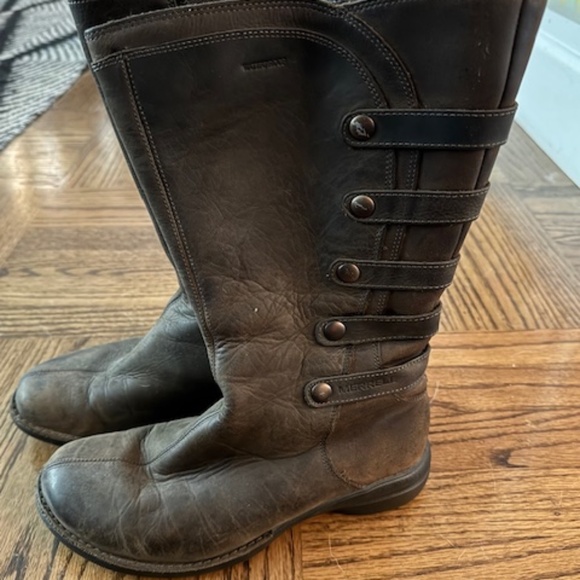 Women's Merrell Brown Leather Boots Size 6.5 - Picture 1 of 9
